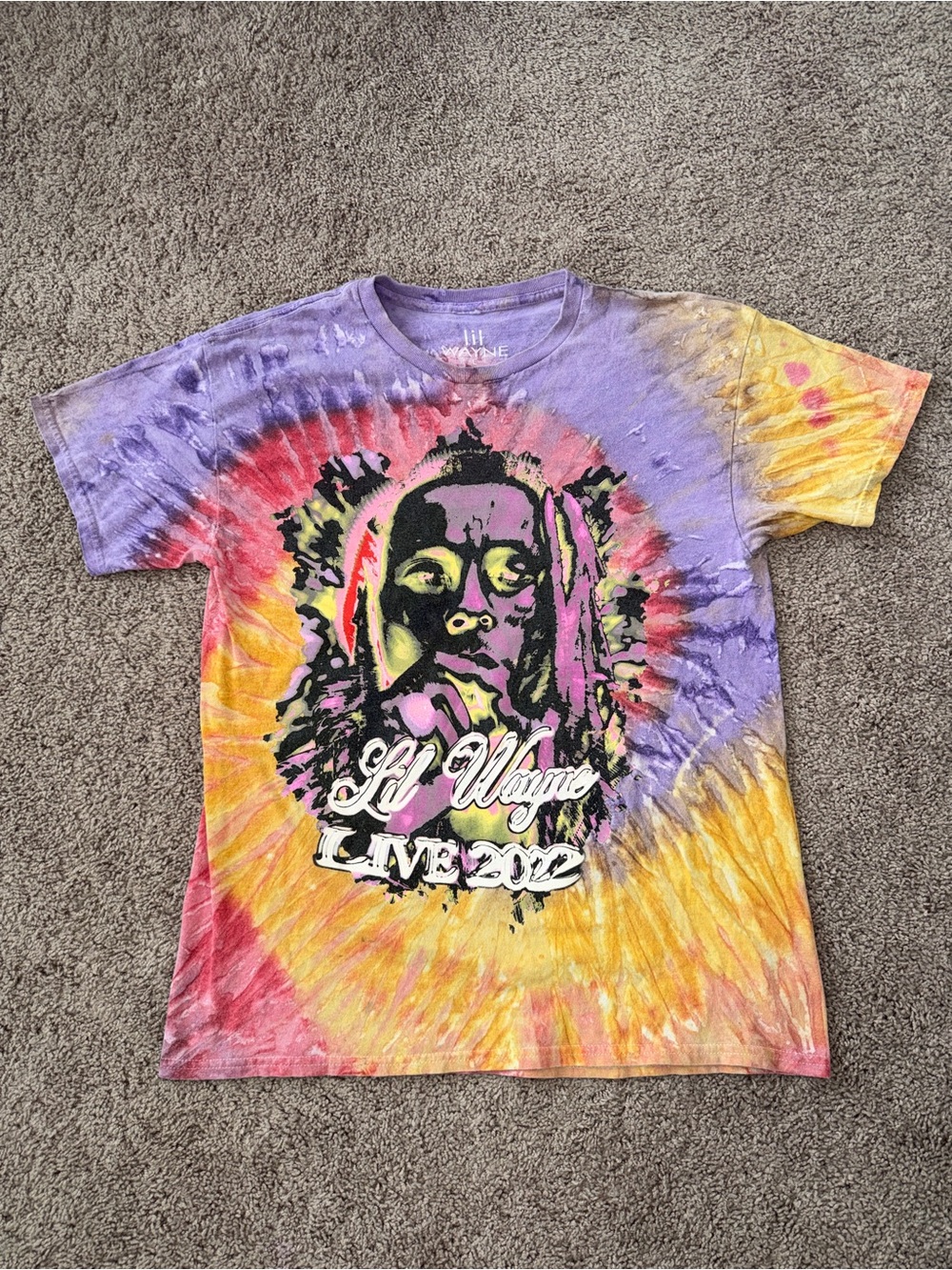 Lil Wayne Live 2022 Rainbow Tie Dye Rap Graphic Tee L